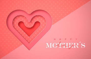 Happy Mother's Day pink paper cut heart card
