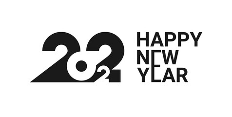 Icon 2022 of greeting inscriptions Happy New Year of different compositions using original combination of capital letters