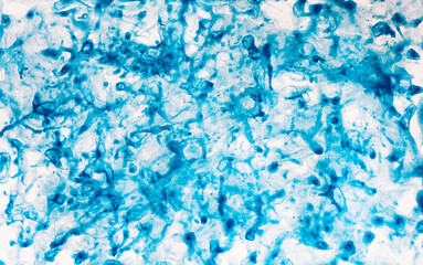 Abstract background in blue color, hand drawn acrylic painting