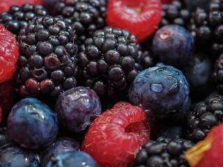 blueberries and raspberries