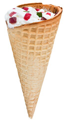Ice cream in a waffle cone isolated