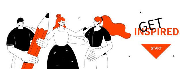 Get inspired - modern colorful line design style illustration