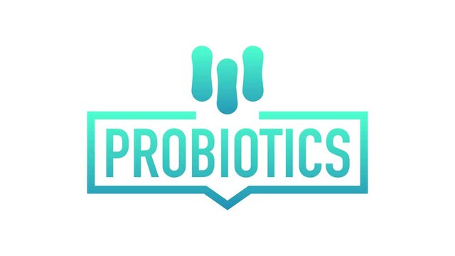 Probiotics. Badge, label, icon, stamp, logo. Motion graphics.