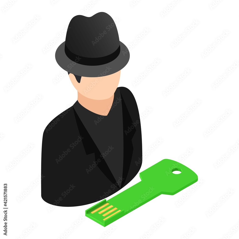 Poster hacking attack icon. isometric illustration of hacking attack vector icon for web