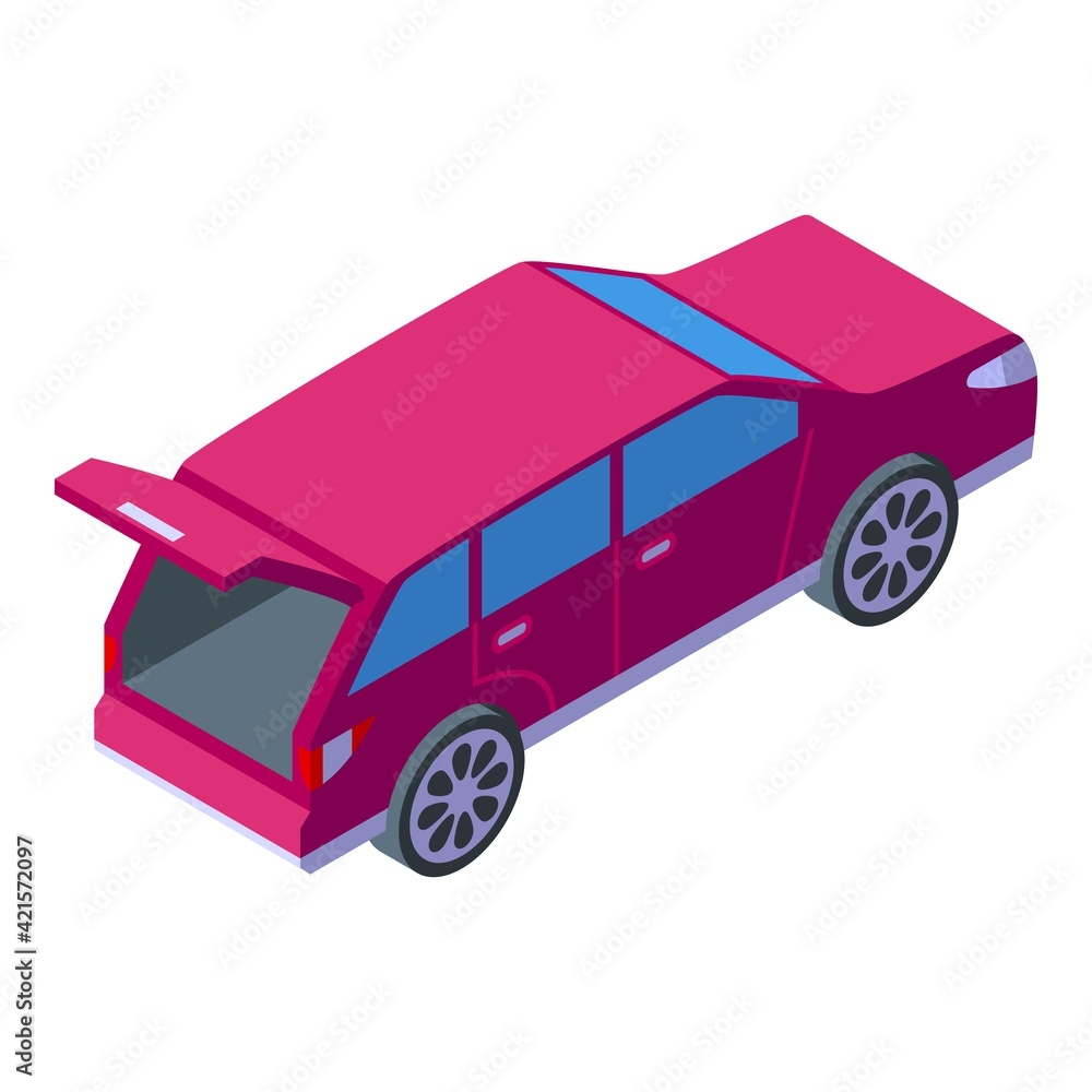 Poster open trunk car icon. isometric of open trunk car vector icon for web design isolated on white backgr