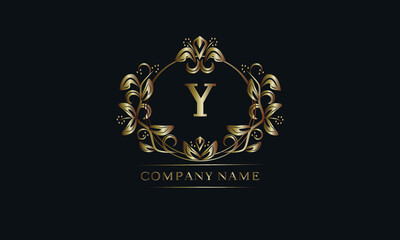 Vintage bronze logo with the letter Y. Elegant monogram, business sign, identity for a hotel, restaurant, jewelry.
