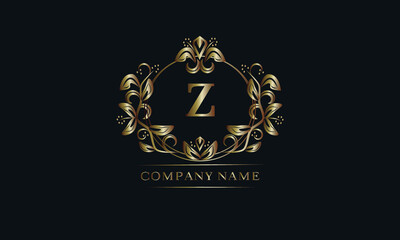 Vintage bronze logo with the letterA Z. Elegant monogram, business sign, identity for a hotel, restaurant, jewelry.