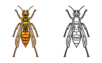 害虫 単体 アシナガバチ イラスト