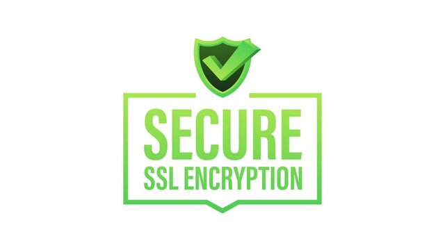 Secure connection icon isolated on white background, flat style secured ssl shield symbols. Motion graphics.