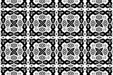 Geometric black and white background. Abstract ethnic motif in handmade style. Template for presentations, coloring books, wallpapers.
