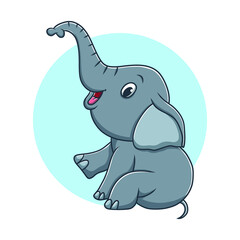 Elephant Animal Kids Drawing Cartoon. Baby Elephant Mascot Vector Illustration. Zoo and Jungle Mammal Cute Character