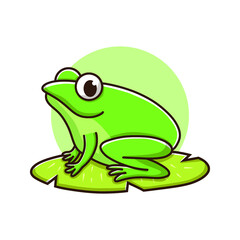 Frog Animal Kids Drawing Cartoon. Froggy Amphibian Mascot Vector Illustration. Zoo and Jungle Icon Cute Character