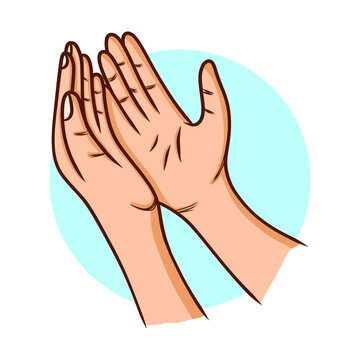 Pray Hand Gesture Icon. Spirituality Faith Mascot Vector Illustration. Worship Symbol Hands Logo