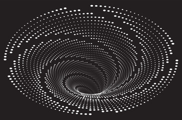Tunnel or wormhole. Digital wireframe tunnel. 3D tunnel grid
