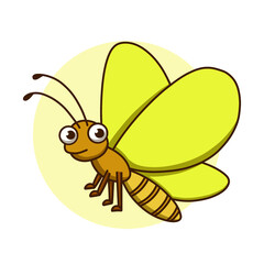 Butterfly Icon Kids Drawing Cartoon. Insect Mascot Vector Illustration. Butterflies Animal Cute Character