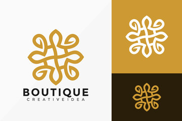 Luxury Line Art Floral Boutique Logo Vector Design. Abstract emblem, designs concept, logos, logotype element for template.