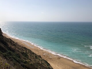 Israel view of the Mediterranean Sea from the top of the cliff