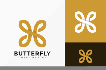Letter H Line Art Butterfly Creative Logo Vector Design. Abstract emblem, designs concept, logos, logotype element for template.