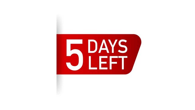5 Days to go Red Label. Red Web Ribbon. Motion graphics.
