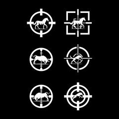 set of hunting logo with horse and bull dog logo design