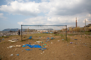 Napoli (Italy) - Bagnoli, Coroglio beach, in the west part of Napoli, ex area of ​​the...