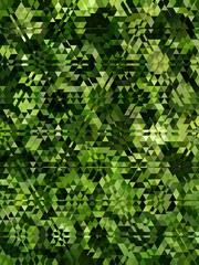 triangular mosaic floral fantasy in shades of green 