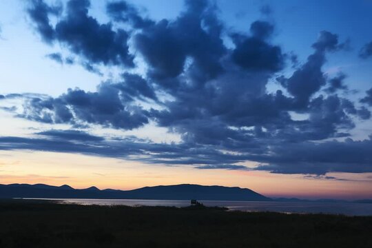 Time lapse of a sunrise on Vransko jezero in Dalmatia, Croatia
