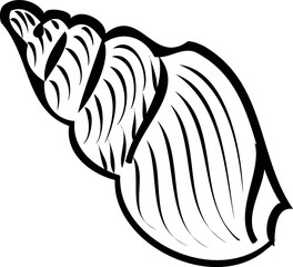 seashell.Print, postcard. sea, ocean, beach. design elements. Shell contour. vacation, travel, vacation. Coloring. vector eps 10