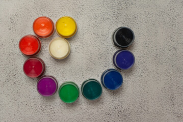watercolor paints on a white