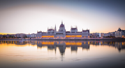Parliament in Budapest at sunrise, Hungary