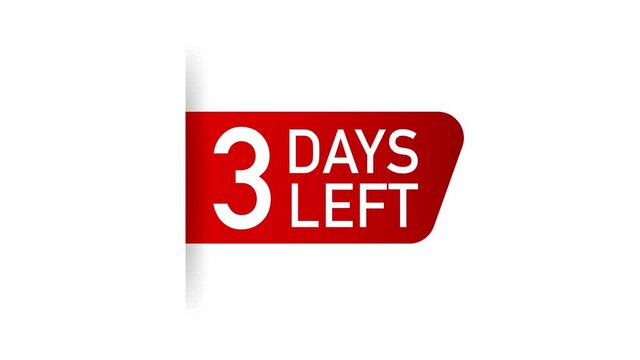 3 Days to go Red Label. Red Web Ribbon. Motion graphics.