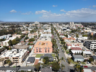 Aerial view above Hillcrest neighborhood in San Diego, California. USA