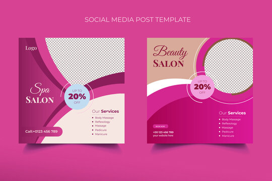 Beauty Spa Salon Social Media Post skin care, hair salon, modern colorful creative Banner Ads or Square Flyer Template Design