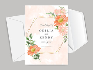 wedding card invitation with beautiful floral hand drawn