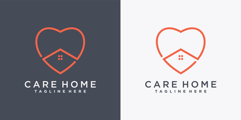 Home care logo design with creative love concept