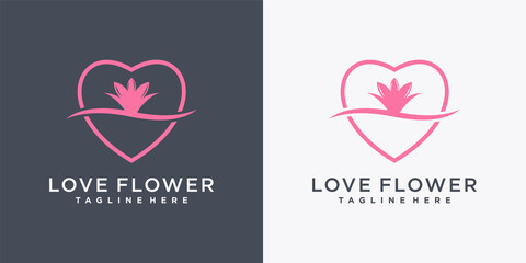 Flower logo design template with creative love concept