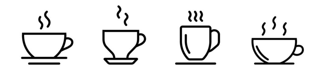 Set of cofee cup in line style, coffee logo icons