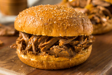 Homemade Pot Roast Shredded Beef Sandwich