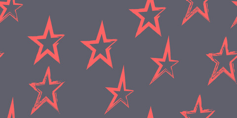 Grunge stripes with painted stars. Simpless. Fashion watercolor striped design.