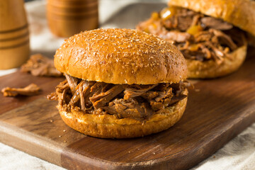 Homemade Pot Roast Shredded Beef Sandwich