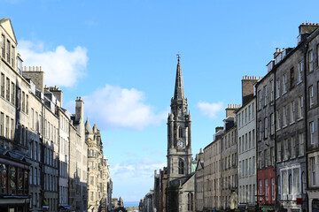 View of city buildings in Edinburgh, Scotland
