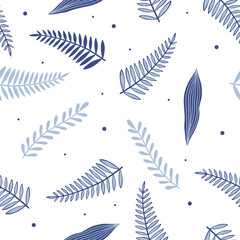 Seamless pattern with blue flowers and leaves. Creative floral texture. Great for fabric, textile Vector Illustration