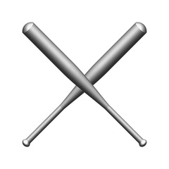 Crossed Baseball Bat Realistic Vector Illustration Isolated on White