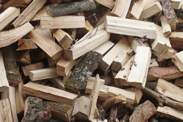 chopped firewood on a pile 