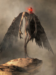 The Mothman is a cryptid who witnesses describe as being bird like with glowing red eyes. This legendary creature of folklore was reported in West Virginia in the late 60's near Point Pleasant, WV. © Daniel Eskridge