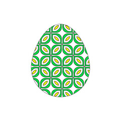 Vector colorful green and yellow Easter egg with abstract pattern isolated on a white background