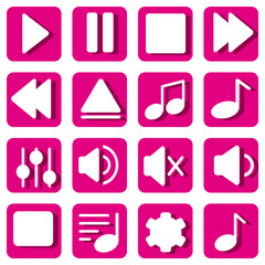 Music player icons,buttons vector illustration
