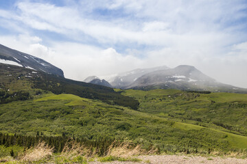 Obraz na płótnie Canvas Glacier National Park, snow-capped mountain range 