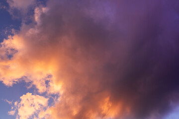 Sunset sky with dramatic clouds Nature sky background. 