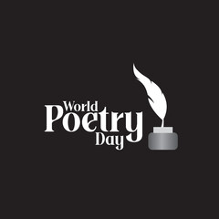 World Poetry Day Design with creative Feather and Inkpot 